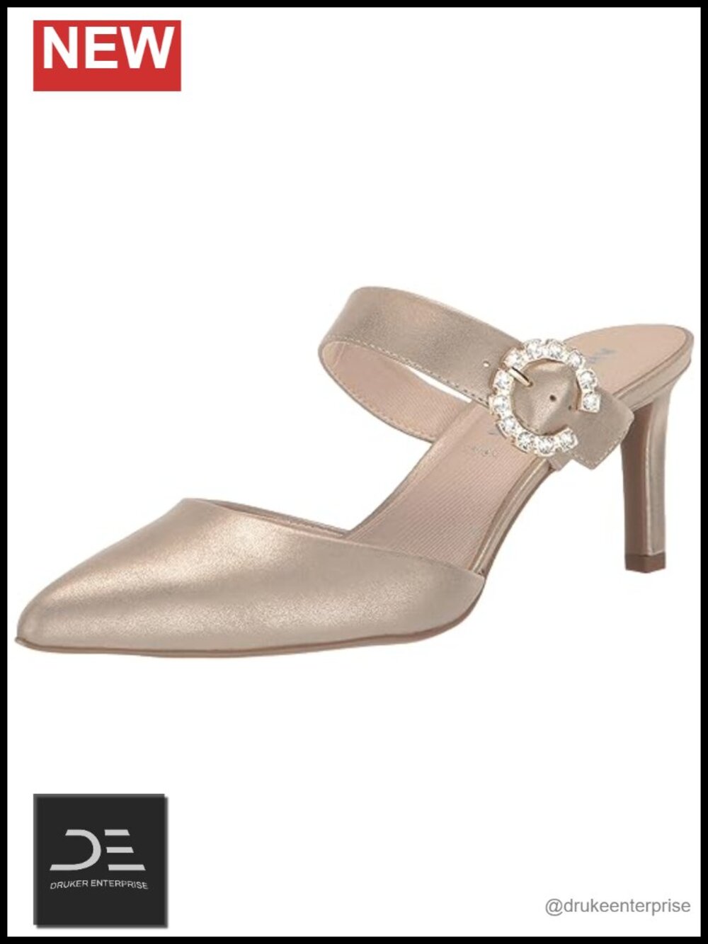 Anne Klein Women's Raddix-C Suede Stiletto Heel Pump Shoes Slip-On Crystal